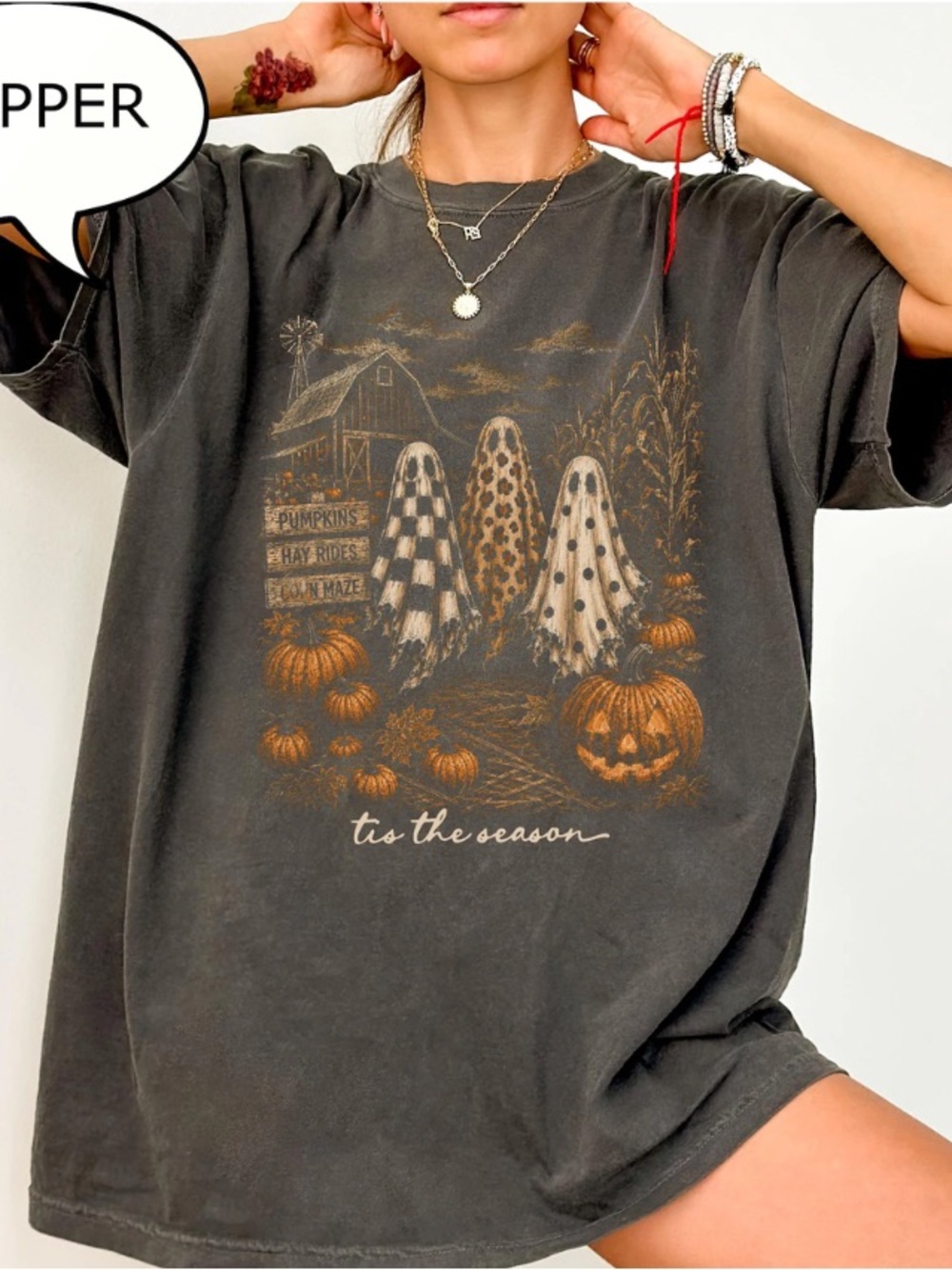 Comfort Colors Pepper Short Sleeve Graphic Tee - Black with Orange Print
